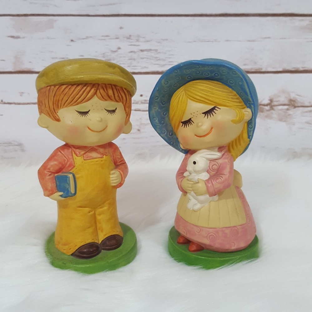 Vintage Norleans Ceramic Boy Girl Figurines Set